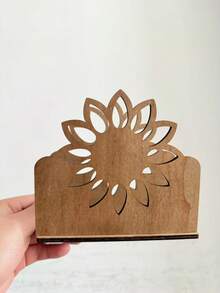 1 pezzo Portaposate in legno a forma di girasole con un design rustico affascinante, organizzatore perfetto per scatola di fazzoletti per il bancone della cucina, decorazione per il tavolo da pranzo, soluzione di archiviazione domestica per tovaglioli, carta e menu, elegante dispenser di tovaglioli per la casa - Multicolore - Visualizzare 10