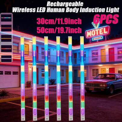 7-Color LED Cabinet Light, 7-Color Strip Light | Colorful Gradient Lighting, Adjustable Brightness, Magnetic USB Rechargeable LED Light With 400mAh Battery, Suitable For Wardrobe, Cabinet, Bedroom, Corridor, Party, Holiday