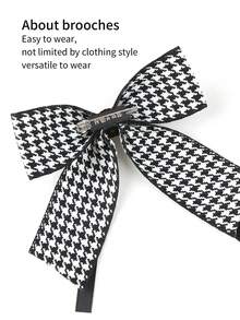 1pc Women's Black Houndstooth Faux Pearl & Rhinestone Bowknot Collar, Suitable For Daily Outings, Dates, Parties,Graduation Outfit,Disco - Black - View 3