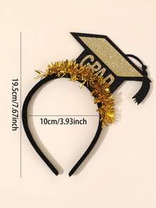 1pc Golden Glitter Headband For Girls Graduation Cap Decor Hairband Shining Ribbon Hair Hoop Elegant Cute Headwear Graduation Party/Ceremony Headdress Teens Hair Accessories - Gold - View 8