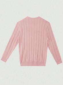 ALTZTAR Men's Casual Ribbed Knit Sweater, Round Neck, Minimalist Fashion, Suitable For Daily Wear - Baby Pink - View 2