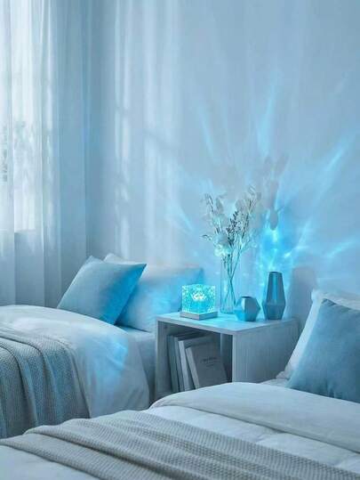 1 đèn chiếu sàn mini LED, ánh sáng gợn sóng 16 màu, điều khiển cảm ứng/từ xa, cấp nguồn USB, tạo không gian ấm cúng cho phòng ngủ, lý tưởng cho trang trí Lễ Tạ ơn và Giáng sinh, không gian thoải mái, đèn chiếu mini, đèn trang trí.