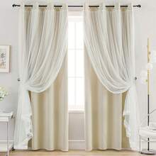 1pc Double-Layer Sheer And Blackout Curtain, With Top Eyelets For Installation, Minimalist Modern Style Suitable For Dining Room, Balcony, Bay Window, Partition, Bedroom, Living Room, Porch, Balcony Sunshade - 1PC - View 9