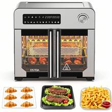 YASHE French Door Air Fryer Toaster Oven Combo, 102 Recipes & 7 Accessories Extra Large Airfryer Convection Oven Countertop 10-In-1, 30% Faster 90% Less Oil, Stainless Steel - Default - View 9