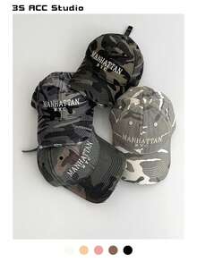 Mũ lưỡi trai vành dài kiểu hip hop rằn ri bạc màu, mũ snapback in họa tiết da báo phong cách đường phố cổ điển Mỹ, mũ cá tính, đa năng bảo vệ da khỏi ánh nắng mùa hè, mũ lưỡi trai cỡ lớn thêu chữ bạc màu, phù hợp với khuôn mặt nhỏ. - Lỗ ngụy trang - Xem 3