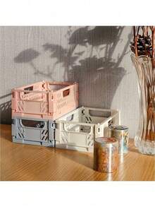 1pc Small Foldable PP Storage Box, Office Supplies, Notebooks, Stationery, Cosmetics Desktop Organizer Box, Multi-Color Options, Desktop Organizing Tool - Multicolor - View 6