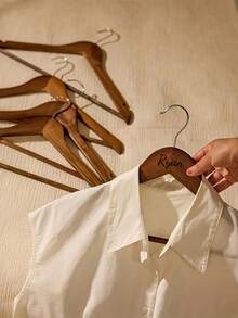 Customized Text/Logo Wooden Clothes Hanger, Non-Slip, Seamless, Suitable For Home, Hotel, Wedding, Laundry Drying - Brown Retro Color - View 6