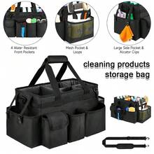 Cleaning Caddy Bag,Extra Large Cleaning Supplies Organizer With Handle For Housekeepers - Black - View 1