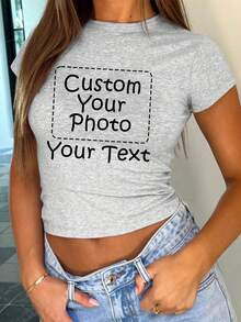 Customizable Women Short Sleeve T-Shirt Sports - Light Grey - View 3