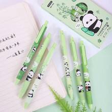 6支装新款熊猫竹子超可爱高性价比按动式凝胶笔，ins风简约毛笔耐用少女签名笔[黑色墨水] - 貓熊筆 - 查看 9