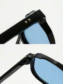 2pcs Men's PC Material Classic Square Double-Bridge Glasses, Minimalist Stylish Fashion, Suitable For Party, Casual, Holiday, Travel, Beach, Daily Wear - 2pcs Combination - View 4