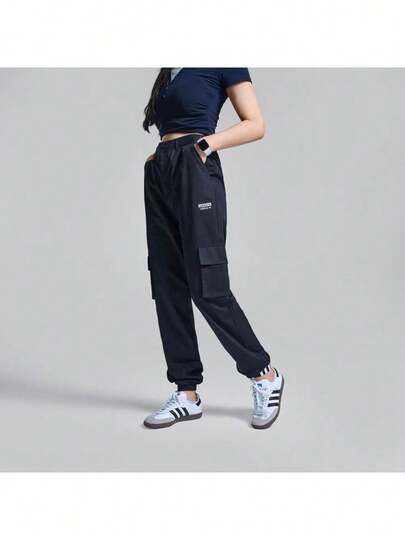 Adidas Originals 女式长裤 2026 春季新款时尚运动休闲锥形裤腿工装裤复古口袋慢跑裤 GD3071