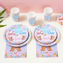 Bộ đồ dùng ăn uống dùng một lần hình gấu bông, không phân biệt giới tính, đĩa tiệc 7/9 inch, đĩa giấy dùng một lần, cốc, khăn ăn, thích hợp cho các dịp lễ, đám cưới, lễ đính hôn, sinh nhật, tiệc tùng, lễ kỷ niệm. - Nhiều màu - Xem 5