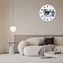 2D Flat, Watercolor Eye Artwork - Single 10inch Round Silent Wall Clock, European And American Style - Battery Not Included, Silent Clock, Perfect For Enhancing Your Study Or Living Room, An Excellent Gift For Friends, Family, Etc,Teacher,Valentines Gift,Graduation,Mother Giftsr,Room Deocr,Wall Deoc,Home Essentials - 1 PC / Multicolor / 10in / 25cm - View 11