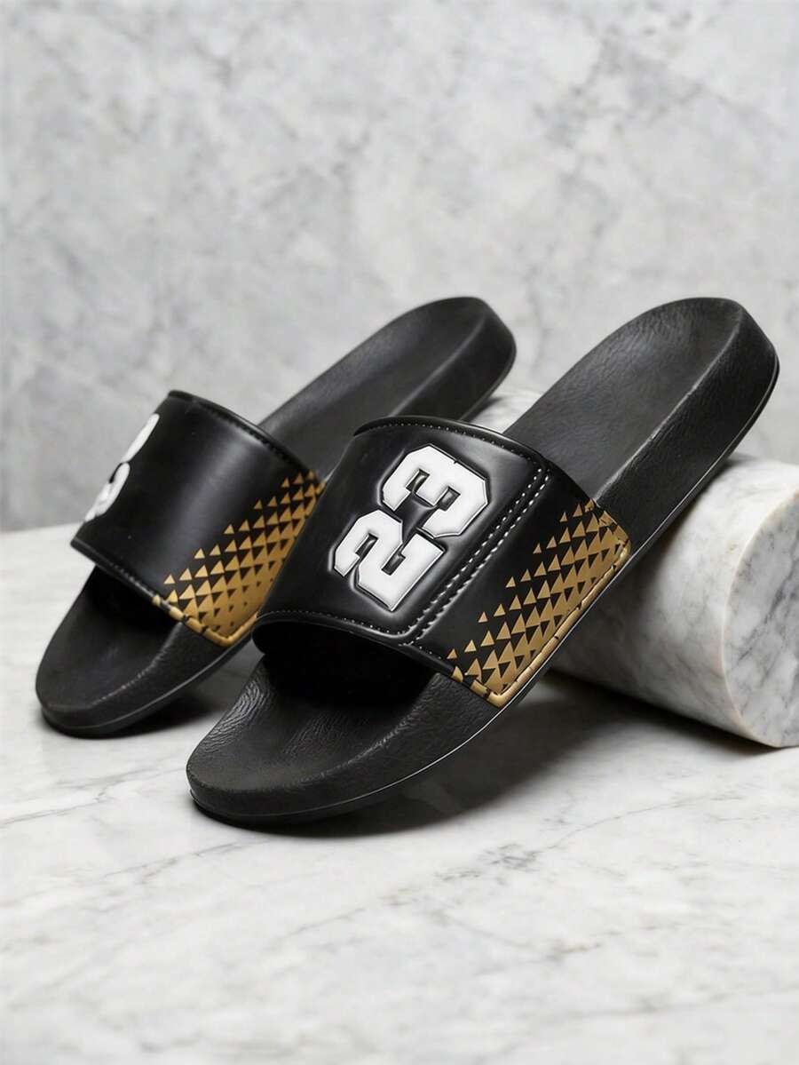 2026 Primavera/Verano Nuevas Pantuflas de Suela Blanda para Hombres, Talla 36-48, Antideslizantes y Resistentes al Desgaste, Suela Ligera y Elástica de EVA, Chanclas Casuales para Interiores, Sandalias de Playa para Exteriores - E-Negro - Ver 1
