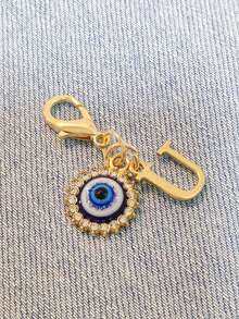 1pc Initial Letter Blue Evil Eye Rhinestone Keychain - Symbolic Gift, Protection And Good Luck - Fashion Accessory, Suitable For Car Keys/Bag Pendant, Ideal Holiday Gift Accessory - Multicolor - View 22