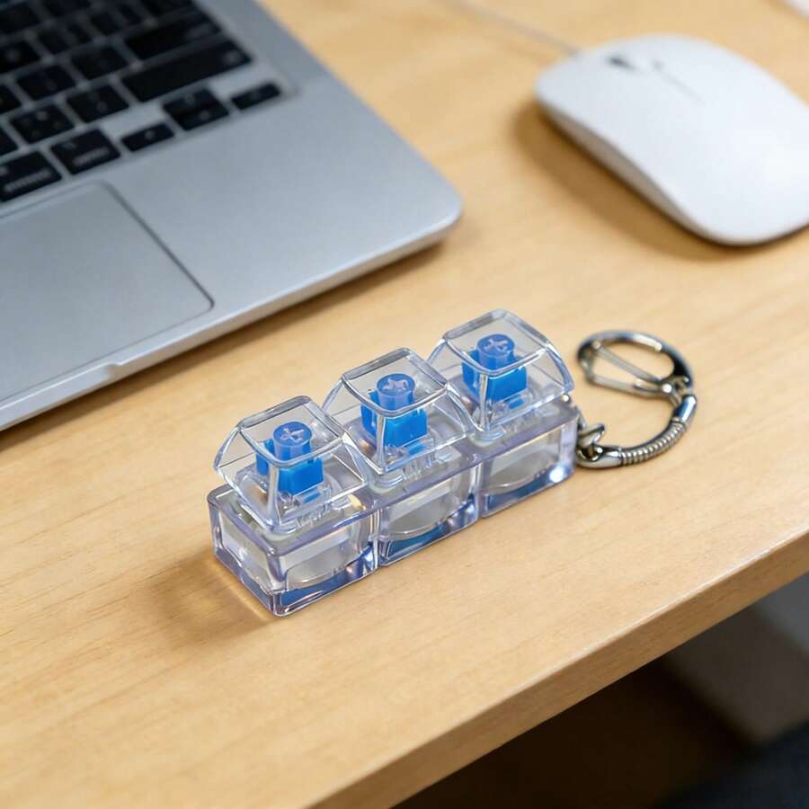 1个减压键盘钥匙扣 - 一款带有音效的指尖玩具，可有效缓解压力，并拥有亮丽的马卡龙色。外观、颜色和设计都非常吸引人，是派对礼物、礼品以及送给朋友的完美之选。 - 彩色 - 查看 1