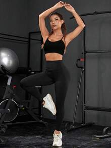 Set de 6 sujetadores deportivos inalámbricos para mujeres, suaves y transpirables, sin costuras, con tirantes ajustables, tops de yoga tipo camiseta - Multicolor - Ver 7