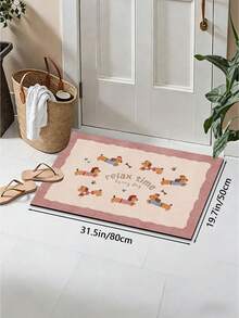 1 pieza Alfombra de baño con estampado de cachorro rosa, antideslizante y súper suave, para decoración del hogar, felpudo, alfombra absorbente de agua para el baño, de pelo corto, con respaldo de goma, para baño, dormitorio, cocina, entrada, uso interior y exterior, accesorios y decoración de baño, regalo perfecto para un nuevo hogar. - Rosa - Ver 12