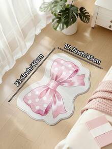 DAJIANG 1pc Cute Pink Bow Pattern Wool Rug Doormat, Suitable For Bathroom, Kitchen, Outdoor, Indoor, Bedroom, Living Room, Machine Washable, Easy To Clean, Non-Slip Bottom, Applicable For Bedroom Decor, Bathroom Decor, Holiday Decor, Room Decor, Outdoor Decor - Multicolor - View 13