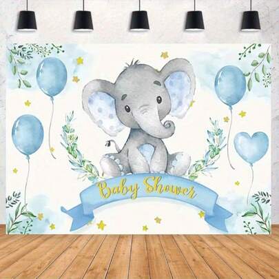 1 Elephant Themed "It's A Boy" Background Cloth Suitable For Parties - Baby Party Banners, Weddings, Birthday Decorations, Including Elephant Patterns, Suitable For Studio Props And Gender Unveiling Parties