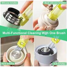 3-In-1 Cup Lid Crevice Cleaning Brush Set, Multi-Functional Bottle Cleaning Brush, Silicone Cup Lid Crevice Cleaner, Home Kitchen Crevice Cleaning Tool (Three Colors) - View 9