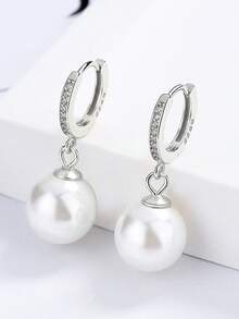 1 Đôi bông tai bạc S925 đính ngọc trai và kim cương, thiết kế thanh lịch, chất lượng cao cấp, mang đậm phong cách Pháp tinh tế và nữ tính, phụ kiện cao cấp, quà tặng ngày Valentine. - ngọc trai - Xem 3