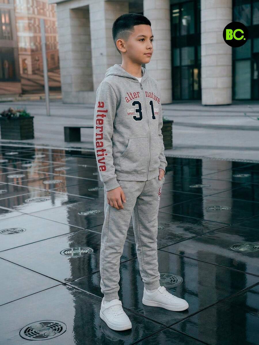 Big City Tween Boys T-Shirt Co-Ords - 灰色 - 查看 1