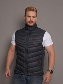Men's Double-Sided Puffer Vest With Zipper For Winter - Gris - Ver 14