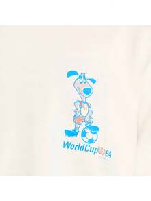 World Cup Full Body Protection 2026 Officially Authorized Mascot Print Beige Loose Casual Sports Short-Sleeve T-Shirt Simple And Elegant Football Tournament - trắng - Xem 4