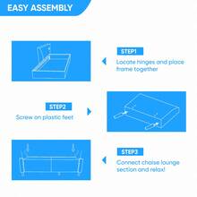 Modern Linen L-Shaped Sectional Sofa 3-Seater With Storage Footstool For Living Room - Dark Grey - View 4