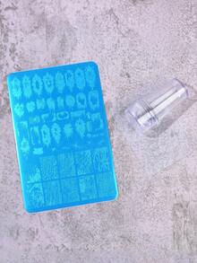 1 miếng giấy bạc dán móng tay màu thép tối mờ, họa tiết mạng nhện, 1 bộ khuôn dập móng nghệ thuật kèm dụng cụ dập và gạt. - Bạc - Xem 5