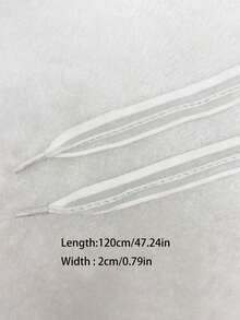 1双2厘米宽白色镂空扁平鞋带，带银线，透明条纹鞋带，适用于鞋子 - 白色 - 查看 7