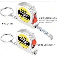 1/15pcs Mini Retractable Tape Measure Keychain With Sliding Lock - 1m/3ft Small Ruler, Pocket-Sized Keyring Tool Slogan Solid Color Casual Stainless Steel Halloween Accessories Teachers Day Christmas Gift Ideas Bag Accessories Lanyards With Id Holder Car Accessories Bag Charms - Nhiều màu - Xem 2