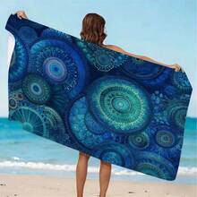 1 chiếc khăn choàng đi biển kiểu Bohemian bằng vải chiffon, họa tiết Mandala trừu tượng, khăn choàng sarong đi biển thanh lịch, khăn quàng hình chữ nhật chủ đề không gian dành cho nữ, thiết kế sống động đa năng. - Nhiều màu - Xem 2