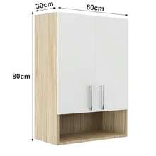 Alacena Gabinete para Cocina 2 Puertas Mueble Superior de Cocina con Repisa Flotante Blanco 60 * 30 * 80cm Beige - Beis - Ver 2