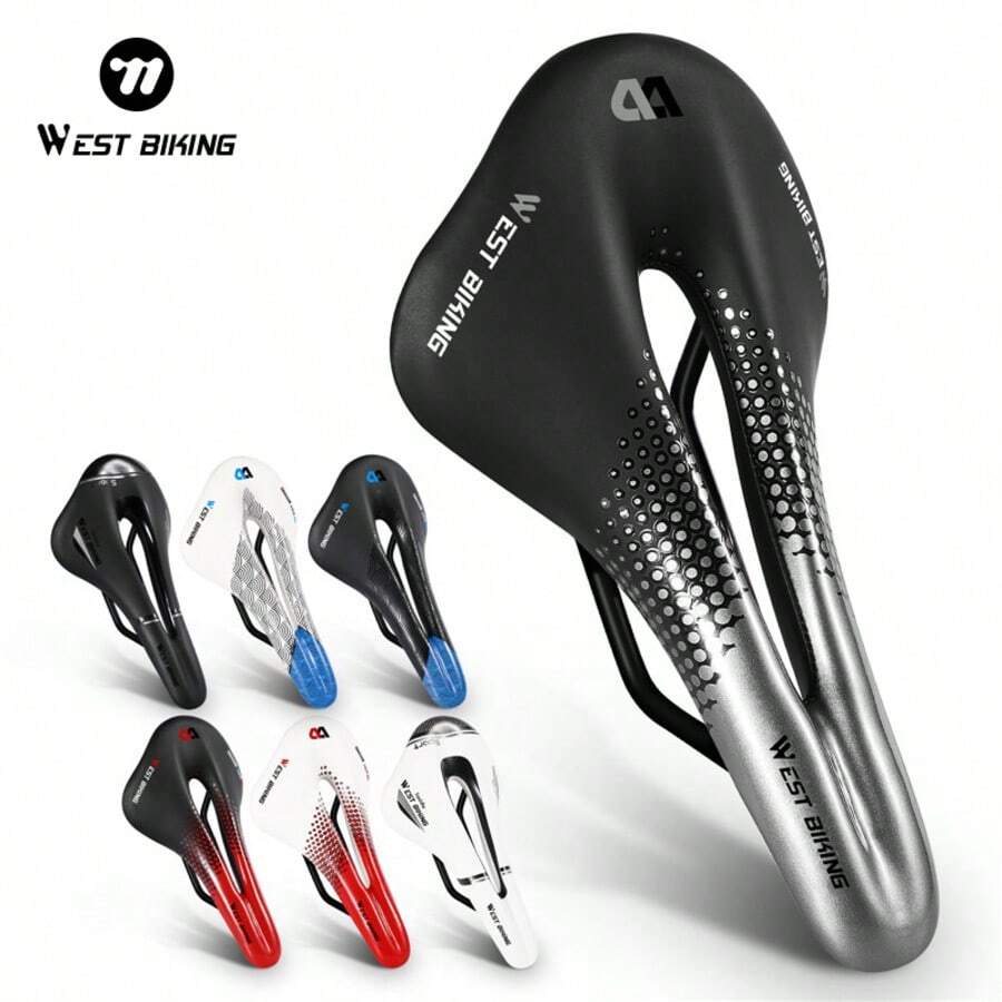 WEST BIKING Bike Saddle MTB Road Bicycle Seat Hollow Breathable Soft Cushion Bike Accessories PU Waterproof Cycling Saddle - Multicolor - View 1