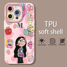 Funda para teléfono con estampado de útiles escolares, compatible con teléfonos Samsung iPhone 17, iPhone 16 Pro Max, iPhone 15 Pro Max, iPhone 13 y iPhone 12. Fabricada en TPU, mejora la protección de la lente y presenta un diseño divertido que proporciona una protección integral contra golpes y caídas con una apariencia elegante y divertida. Es el regalo perfecto para estudiantes, profesores y cualquier persona creativa. - Blanco - Ver 2