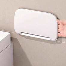 Drill-Free Wall-Mounted Folding Storage Rack - White Plastic Space-Saving Organizer With Multiple Compartments, Suitable As A Hanging Rack And Shelf For Bathrooms, Kitchens, Bedrooms, And Offices - Compact 27.0inch Shelf, Shelves - White Folding Rack - View 6