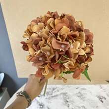 1 pieza Flor de Hortensia Faux Realista, Material de Alta Calidad Tipo Seda, Adecuado para Ramos de Boda DIY, Fiestas, Decoración del Hogar, Cocina, Jardín, Hotel, Oficina, Festividades de Primavera (Día de San Valentín, Día de la Madre), Decoraciones de Vuelta a Clases, Coronas DIY, Regalos - Café integral - Ver 2