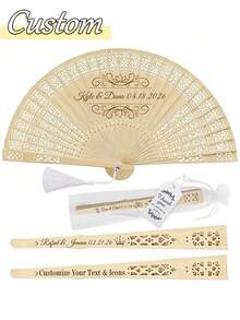 Customized Name/LOGO White Wedding Fan, Classic DIY Fan, High-Quality Customized Decoration, Personalized, Fashionable And Exquisite Customization, Personalized, Unique Gift For Her, Boyfriend, Girlfriend, Dad, Family, Mom - Multicolor - View 6