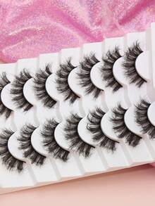 7 Pairs Fake Mink Eyelashes Handmade Eyelashes Natural Noodle Simulated Cross Mask Eye 3D Curl Eyelashes ﻿ - Black - View 2