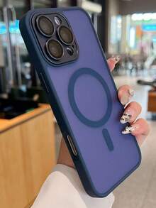 奢华磨砂无线充电防震手机壳，兼容苹果17/16/15/14/13/12/11 Pro Max，带半透明盔甲保护盖 - 寶藍色 - 查看 1