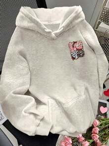 Sudadera de moda con estilo 365t para mujer, con hombros caídos, para el Día de San Valentín - Blanco - Ver 2