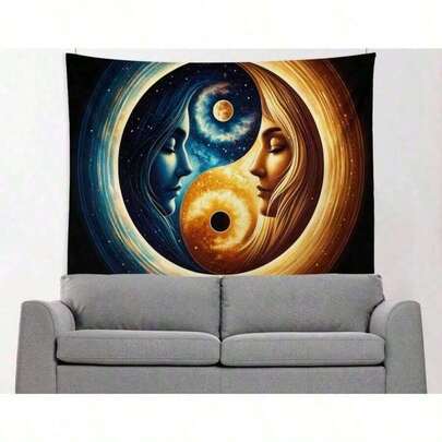 And Moon Goddess Wall Tapestry With Day And Night Duality – Boho Art Bedroom, Moon Tapestry,Dorm Or Spiritual Meditation Decor,Decor Bedroom Living Room Dorm