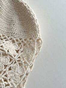 1 chiếc mũ len móc thủ công kiểu retro có tua rua hoa, thiết kế khoét rỗng, mũ beanie mùa hè nhẹ dành cho nữ. - Mặt dây chuyền hình hoa hồng với cỏ bốn lá - Xem 10