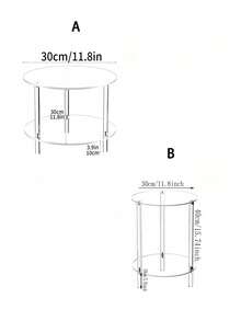 1 Set Acrylic Sofa Side Table, Detachable Coffee Table Suitable For Living Room, Bedroom, Bathroom, Hallway Storage Rack - Transparent - View 7