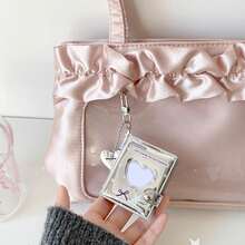 Mini Silver Photo Album, Photo Storage Bag, Album, Minimalist Cartoon Star & Heart Hollow Photo Album, Celebrity Fan Cards And Sticker Collection Album, Portable And Easy To Carry - Silver - View 5