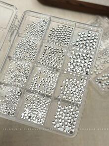 12 Grids Mix Size Crystal Rhinestones Nail Charms Bright Sparkling Clear Flat Back Round Rhinestones For Nail Art K9 Glitter Gems DIY Nail Decoration Supplies Nails - Multicolor - View 10