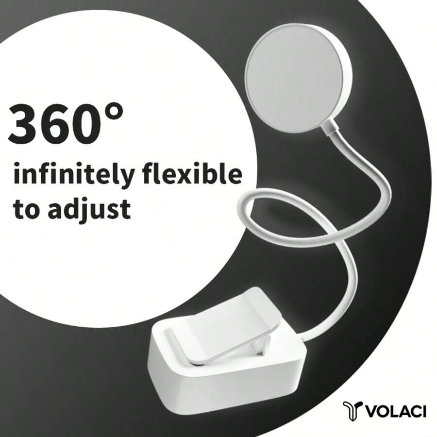 VOLACI 4LED Eye-Care Clip-On Book Light, Rechargeable 3-Color Dimmable Desk Lamp, Stepless Dimming Portable Reading Light, Bedside Reading Lamp (Battery Not Included)